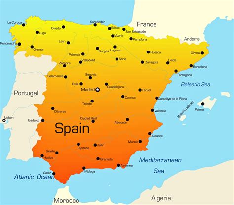 map of spain with cities and regions|Map of Spain .